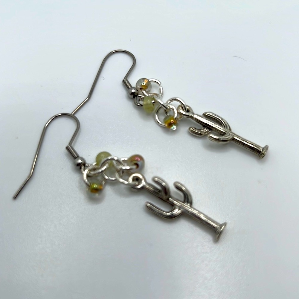 Silver Cactus Earrings. - Picture 5 of 5